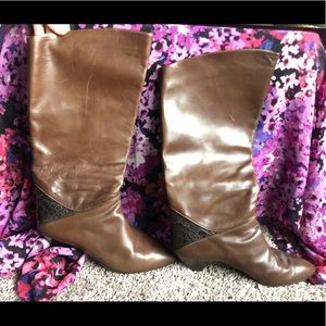 Brown leather boots